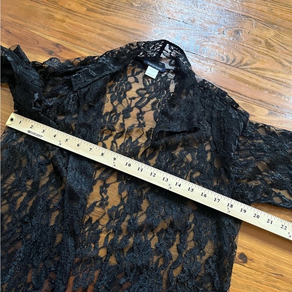 Boston Proper Women's Y2K Sheer Open Front Black Goth Whimsigoth Cardigan in S - Picture 13 of 16